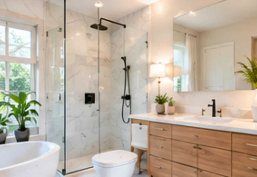 Salle de bain lumineuse et propre